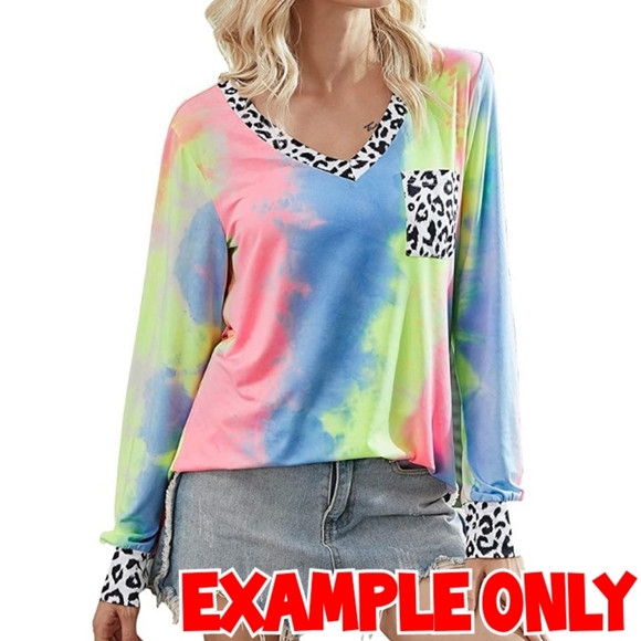 Tie Dye & Leopard Print Long Sleeve Top/Tee - Picture 4 of 5